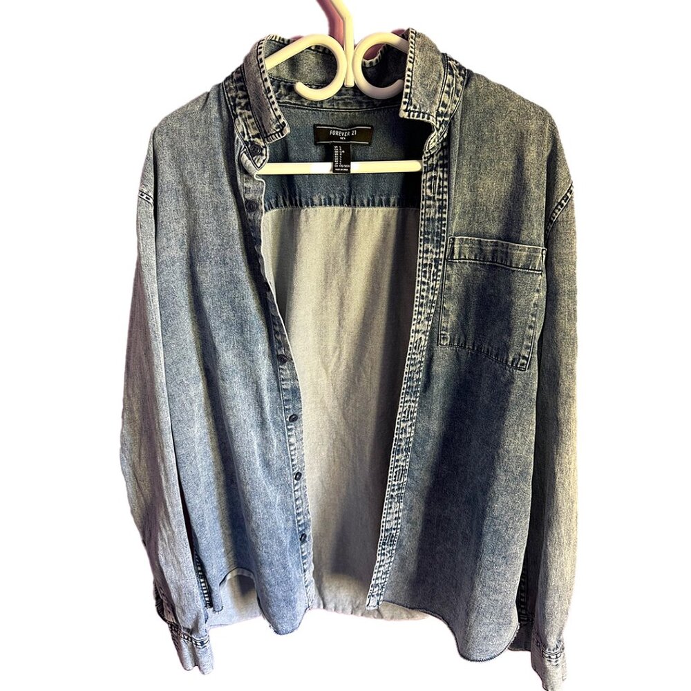 forever 21 faux jean denim mens flannel